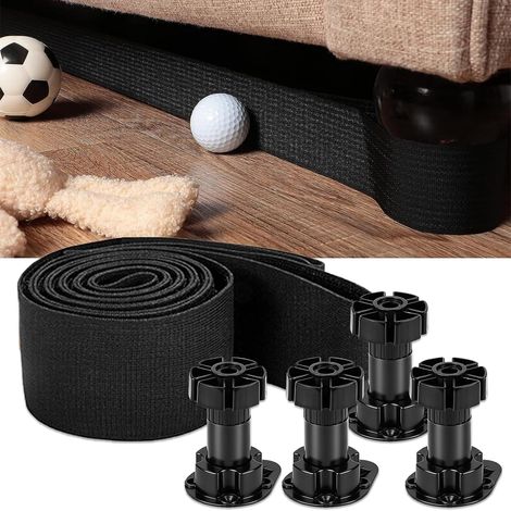 Bloqueur sous Canapé, Barrière pour Jouets et Animaux avec Pieds Réglables, Protection d'Intervalle pour Meubles et Lit, Installation Facile, Bande Nylon Auto-agrippante, 7,5CM x 3,35M (1/5)