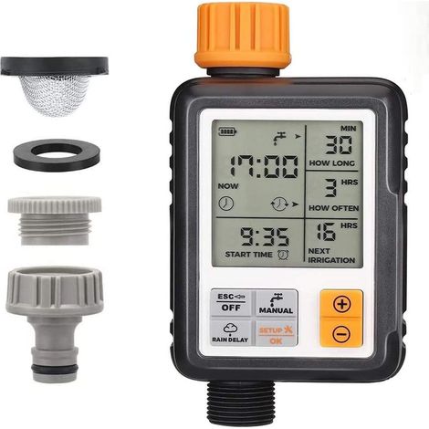 Minuterie Arrosage Automatique pour Jardin, Programmateur d'Arrosage Extérieur, Minuteur Arroseur avec Grand Écran LCD