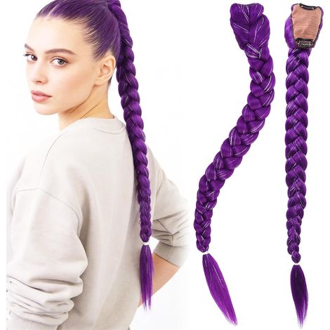 Purple Braided Wig 66cm Synthetic Fiber Hair Extension (1/5)