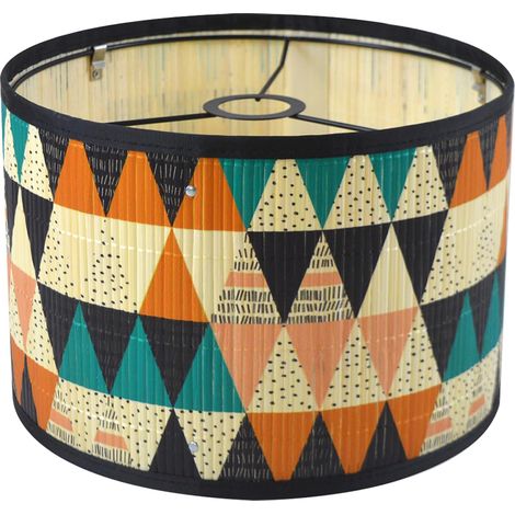 Cache-lampe cylindrique couleur érable - 30,48 cm x 30,48 cm x 20,32 cm - Cache-lampe cylindrique en lin et bambou tressés - Idéal pour la fabrication de lustres ou de suspensions. (1/4)