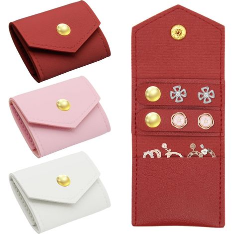 Bolsa Para Joyas - Cuero Sintético Con Forro De Terciopelo - Cierre De Presión Magnético - Para Pendientes Anillos Y Collares - Set De 3 Unidades (1/5)