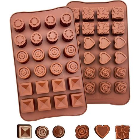 2 Schokoladenformen Schokoladenformen mit 24 Mulden Silikonformen antihaftbeschichtete Form für Schokolade 3D-Silikonform für Kuchen Schokolade (1/5)
