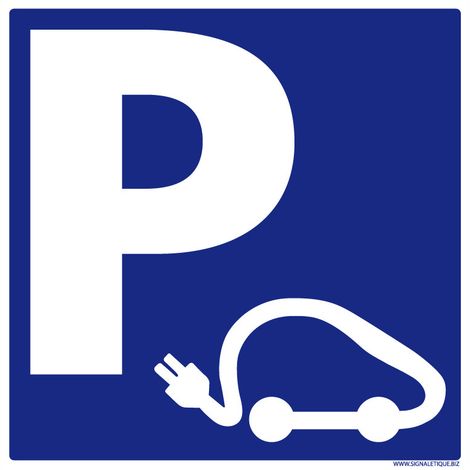 Panneau Signalisation Parking Voiture Électrique - Borne de Chargement - Plastique PVC 1,5 mm - 450 x 450  mm