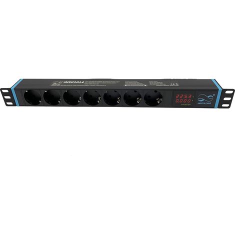 19" 1U 7 Prises multiprise avec Voltage et ampèremètre numérique (1/5)