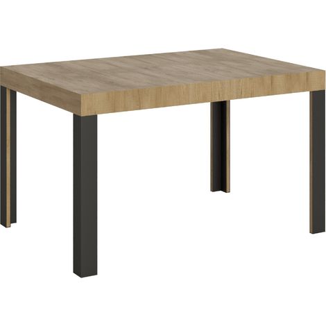 Table extensible bois pieds bois et acier anthracite Liva 130 à 234 cm 4 pieds-Naturel-4 pieds-130 à 234 cm (1/5)