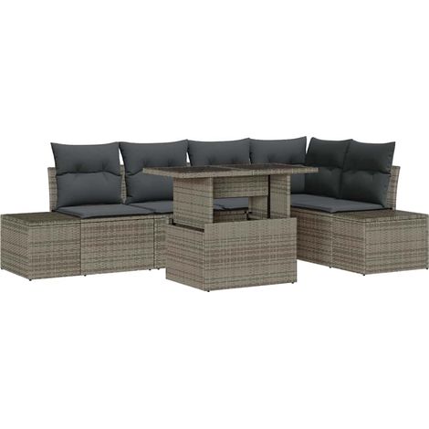 Maison Exclusive - Set Divano da Giardino 6 pcs Grigio Poly Rattan (1/5)