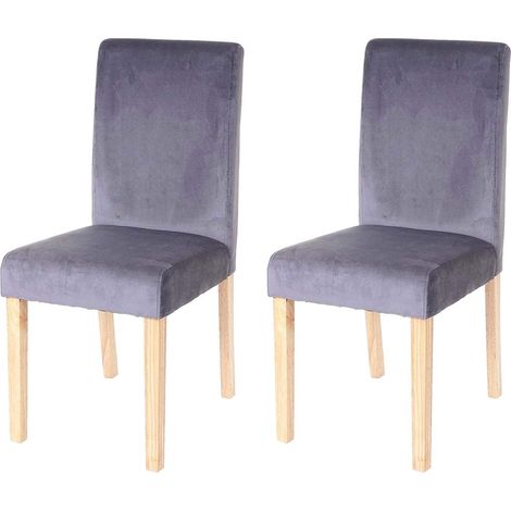 Juego de 2 sillas de comedor/cocina en tela de terciopelo gris CDS04410 (1/5)