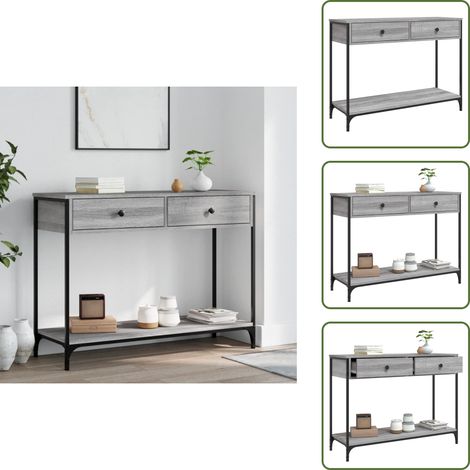 The Living Store Table console sonoma gris 100x34,5x75 cm bois d'ingénierie - Table Basse - Table D'appoint - Meuble D'entrée - Table Console - Design Industriel (1/5)