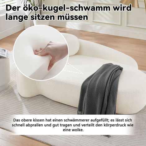 Canapé minimaliste polaire Polyester à formes douces arrondies, garnissage moelleux avec coussins assortis couleur beige clair (1/4)