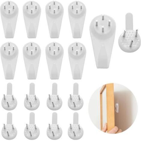 80 PCS Accroche Tableau Sans Percer pour Accrocher Cadres, Crochet Tableau Mural,Blanc Non-Trace Crochets De Support Murals,Crochet Cadre Mural- Crochets de Support en Plastique Blanc Non-Trace (1/5)