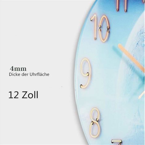 Horloge Murale - Verre Trempé Et Métal - Silencieuse Sans Tic-Tac - Pour Salon Cuisine Bureau Chambre - 30 Cm (1/5)