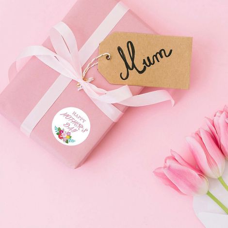 Enveloppes autocollantes rondes à motifs floraux pour la fête des mères : jolis autocollants pour emballer les cadeaux, étiquettes et feuilles de fermeture. (1/4)
