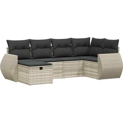 Maison Exclusive - Set Divano da Giardino 6pz con Cuscini Grigio Chiaro Polyrattan