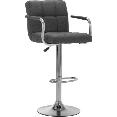 vidaXL Chaise de bar Gris foncé Tissu (1/5)