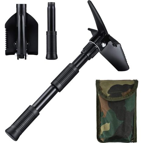 Die Oziral Mini-Klappschaufel 40 cm ist eine multifunktionale Gartenschaufel aus Kohlenstoffstahl, wird mit einer Aufbewahrungstasche geliefert und eignet sich für Camping, Wandern und Outdoor-Aktivit
