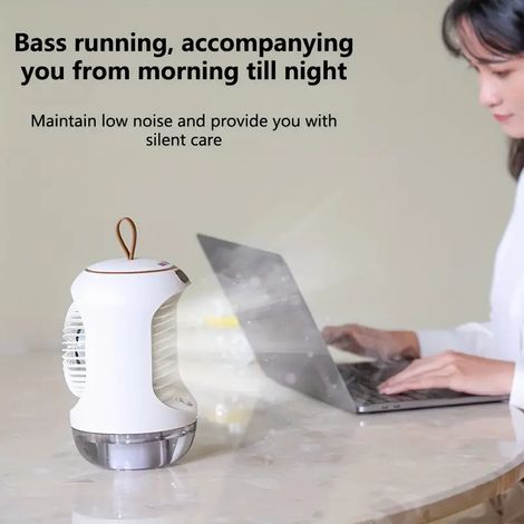 Bardusch - Mini climatiseur portable USB avec brumisation et oscillation automatique ventilateur de bureau silencieux et rafraichissant (1/4)