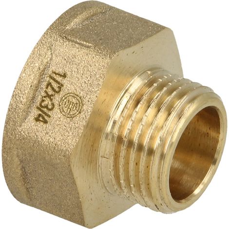 Rallonge de réduction FF/FM 3/4'' x 1/2'' hexagonal laiton nu