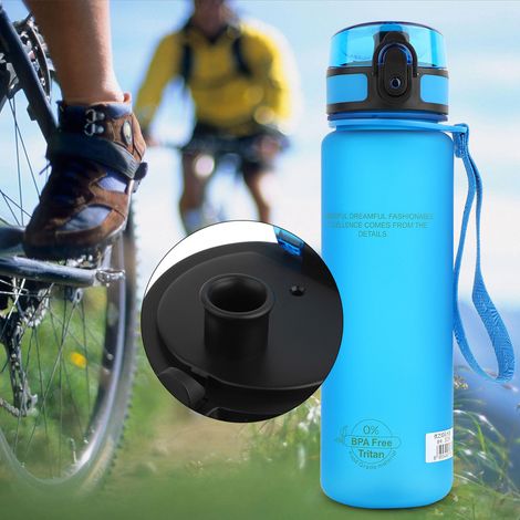 Hochwertige, tragbare 500-ml-Wasserflasche mit Trageschlaufe, auslaufsicher und langlebig, ideal für Outdoor-Sportarten (Blau) (1/5)