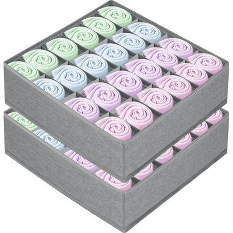 Organisateur de Tiroir Pliable Non-tissé, 24 Cellules Tiroir Organisateur, Boîte Rangement Vetement, Lavable Rangement Vetement Dressing pour Chaussettes Leggings T-shirts Gilet (1/5)