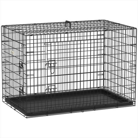 Cage de transport pour animaux noir en acier 106 x 71,5 x 76 cm (1/5)