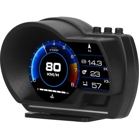 Affichage tête haute pour voiture OBD2 GPS double système écran HD compteur de vitesse/compte-tours projecteur montage console centrale universel (1/5)