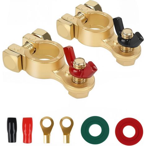 Conector de terminal de batería para automóvil, extremo de cable de cobre puro, clip de terminal superior, polos positivo y negativo, aplicable a accesorios para automóviles, autocaravanas y yates. (1/5)