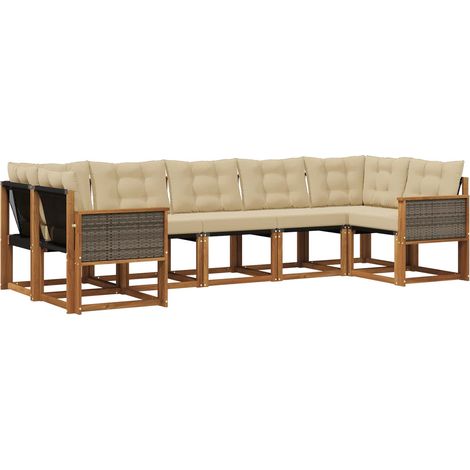 Outdoor Sofa Set with Cushion 7 pcs Natural and Beige vidaXL (1/5)