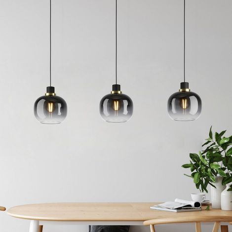 [GEBRAUCHT] B-Ware Oilella Hängelampe Pendelleuchte Lampe Schwarz Grau Glas 3 Flg Länge 95 Cm