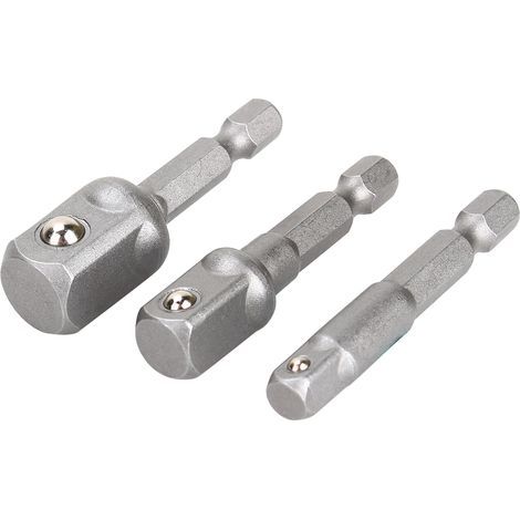 Adaptateur de douille hexagonale 3 pièces pour perceuse à percussion (1/4", 3/8", 1/2") (1/4)