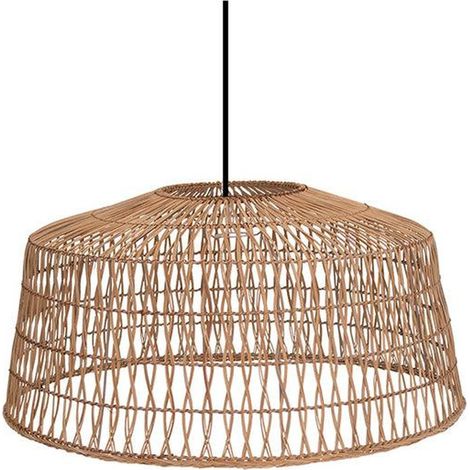 Pendelleuchte Rattan Lampenschirm groß Ø 79 cm Natur E27 Modern Boho Hängelampe Esszimmer Hängeleuchte Wohnzimmer (1/5)