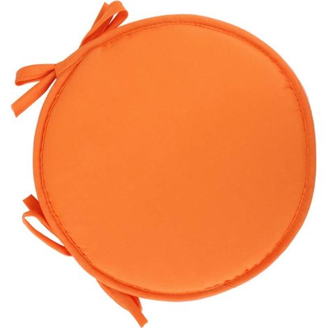 Coussin de siège rond en mousse épaisse orange avec sangles