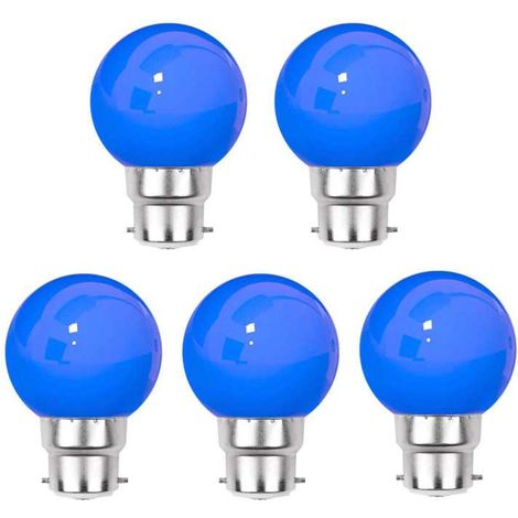 Lot de 5 ampoules Led Bleues B22 Incassables - Guirlandes guinguette - Culot baïonnette (1/5)