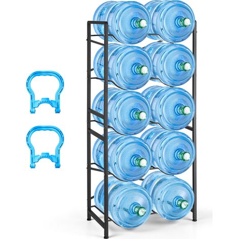 Mophorn Estante para Botellas de Agua, Soporte Metálico de 5 Niveles para 10 Garrafas de 11 L y 19 L, Organizador de Almacenamiento para Oficina, Comedor y Sala de Estar (1/5)