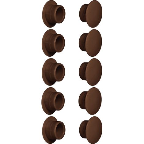 cyclingcolors 10x tappo chiusura plastica nero bianco grigio marrone mobili inserto cappuccio copriforo fori (Ø15mm/marrone scuro RAL8014)