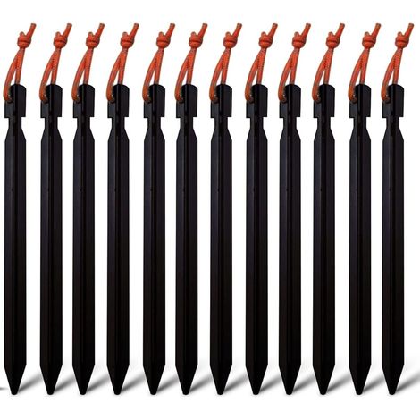Packung mit 12 leichten 18 cm langen Aluminium-Zeltheringen, robuste Heringe für Camping und Wandern, Outdoor-Zubehör
