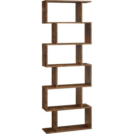 6-Tier Bookshelf Unit 24×70×190.5 cm – Storage Shelf and Room Divider – Brown – For Living Room, Bedroom, and Office (1/5)