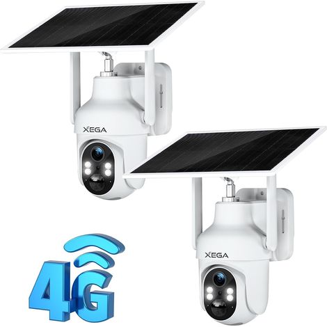 4G LTE Caméra Surveillance avec Carte Sim Panneau Solaire, IP Camera Extérieure sans Fil 2K HD inclinable 355°/90°, Autonome sans WiFi sur Batterie Vision Nocturne Détection de Mouvement (1/5)