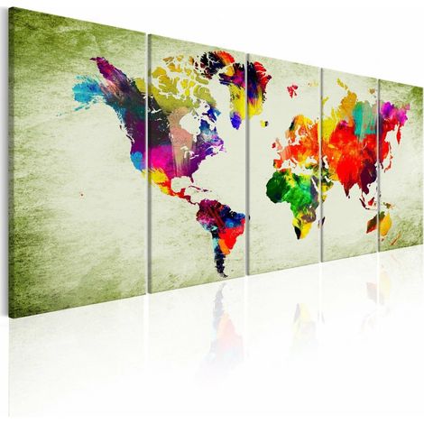 Tableau continents colorés - 225 x 90 cm (1/4)