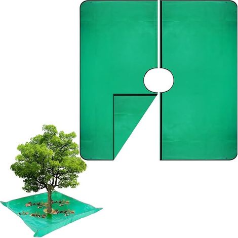 Bâche d'Élagage 200x200 Cm Imperméable avec Trou Central 30cm, Attrape-Feuilles Et Branches avec Boucles d'angle, Réutilisable pour Taille des Arbres Et Arbustes Au Jardin (Diamètre 60cm) (1/5)