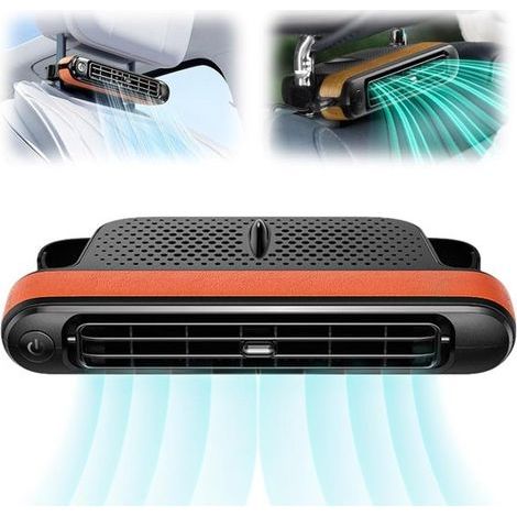 Neck Fan - Neck Fan with Cooling Function - Neck Air Conditioner - Car Seat Cooling Fan - 2025 New Portable Headrest Fan - Three Wind Speeds - For Rear Seats, Blows Cool Air - Orange (1/5)