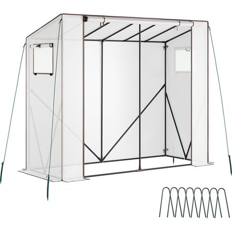 Serre en plastique, cadre acier, blanc transparent 200x97x170cm