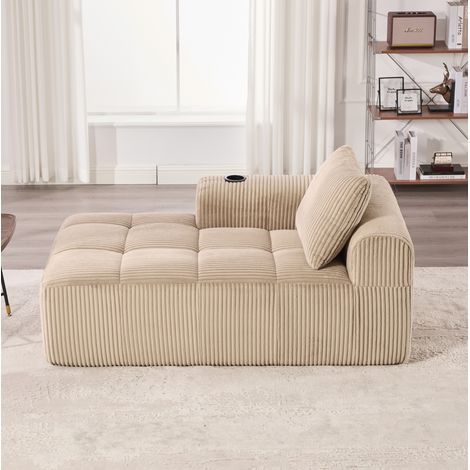 Kompaktsofa 158x93x61 cm Khaki Cord mit Seitenfächern und Becherhaltern (1/5)