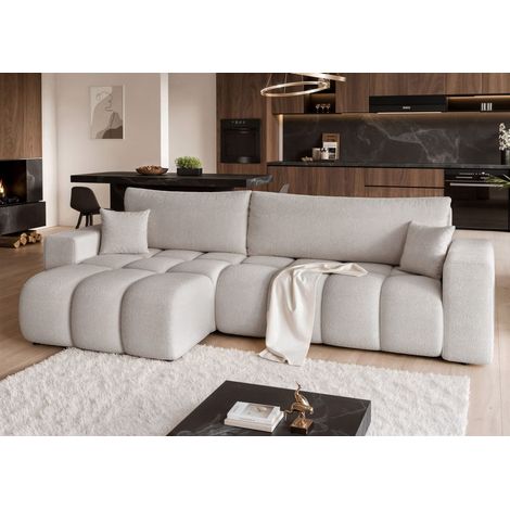Ecksofa Schlafsofa Sofa ANABEL MAX in Stoff Centaur Hellgrau Ottomane Links (1/5)