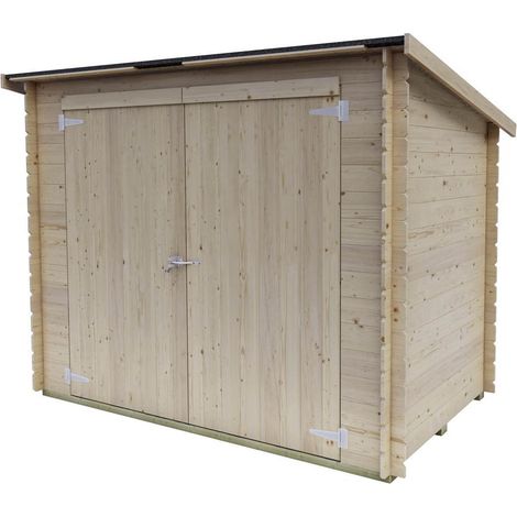 Casetta in legno da giardino 218x130 cm – Pareti 16 mm – Porta doppia cieca – OSB tetto e pavimento – Abete naturale (1/2)