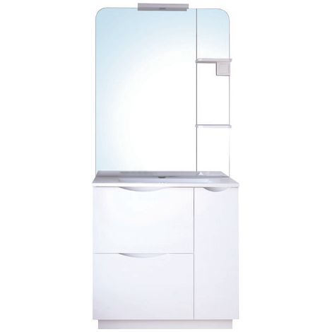 ONDEE ZEN - Meuble de salle de bain à poser PALERMO - 80cm - Blanc - laqué - Livré en kit (1/3)