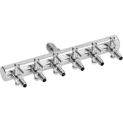 Vanne de distribution pour aquarium, tuyau d'oxygène, interrupteur de contrôle du dioxyde de carbone, vanne de distribution en acier inoxydable, 6 têtes intelligentes WHBYV (1/4)