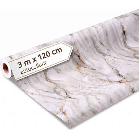 Dalsys revêtement mural autocollant rouleau de 3m x 120cm Blanc onyx PVC