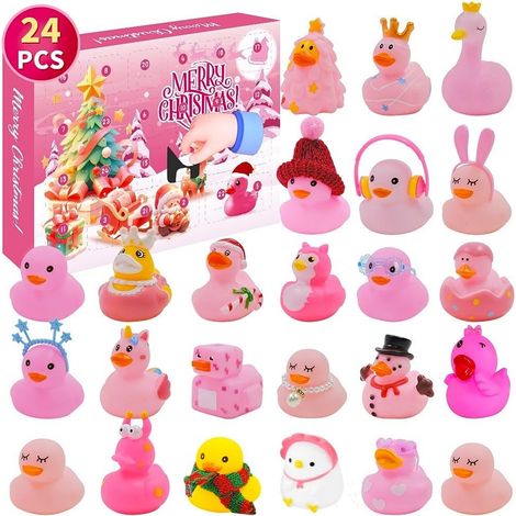 Calendrier De L'avent 2025, Compte À Rebours De Noël De 24 Jours Avec 24 Pièces Canards En Caoutchouc Bain Amusants En Forme De Canard Pour Enfants De 3 À 9 Ans Noël Cadeaux Fêtes Décoration