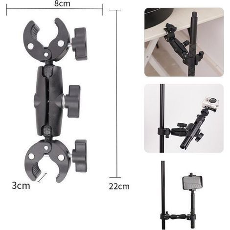 Support de parasol de jardin avec double pinces pour chaise, support de parasol mains libres, convient aux poussettes et aux mâts de drapeau, grande taille, noir. (1/3)