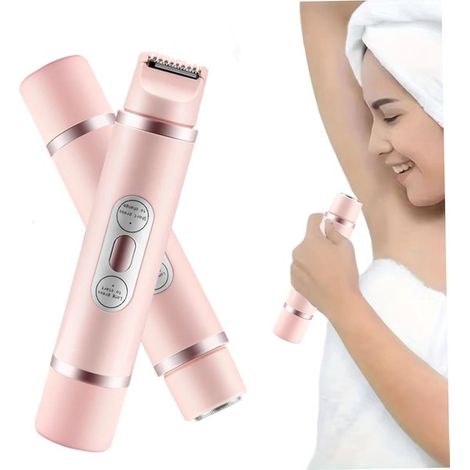 Wiederaufladbarer elektrischer 2-in-1-Haartrimmer für Frauen, schmerzfrei und sicher, für Körper, Bikinizone und empfindliche Bereiche, Pink (1/5)